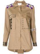 Pinko Beaded And Stud Military Jacket - Nude & Neutrals