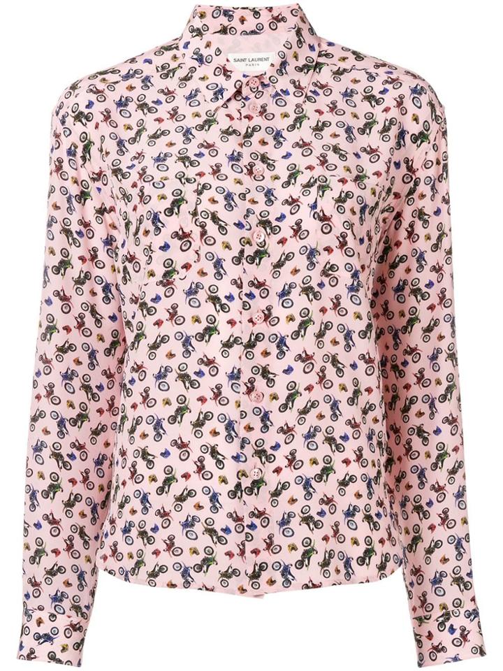 Saint Laurent Motorcycle Print Shirt - Pink