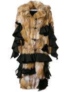 Almaz Ruffled Inserts Fur Coat - Brown