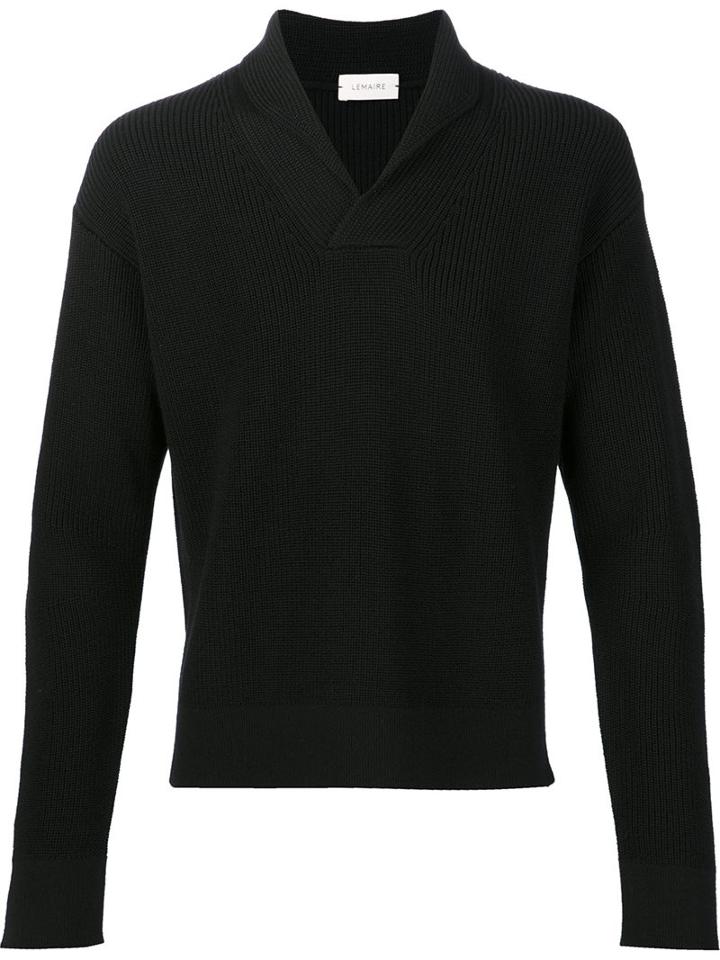 Lemaire V-neck Jumper, Men's, Size: Medium, Black, Wool