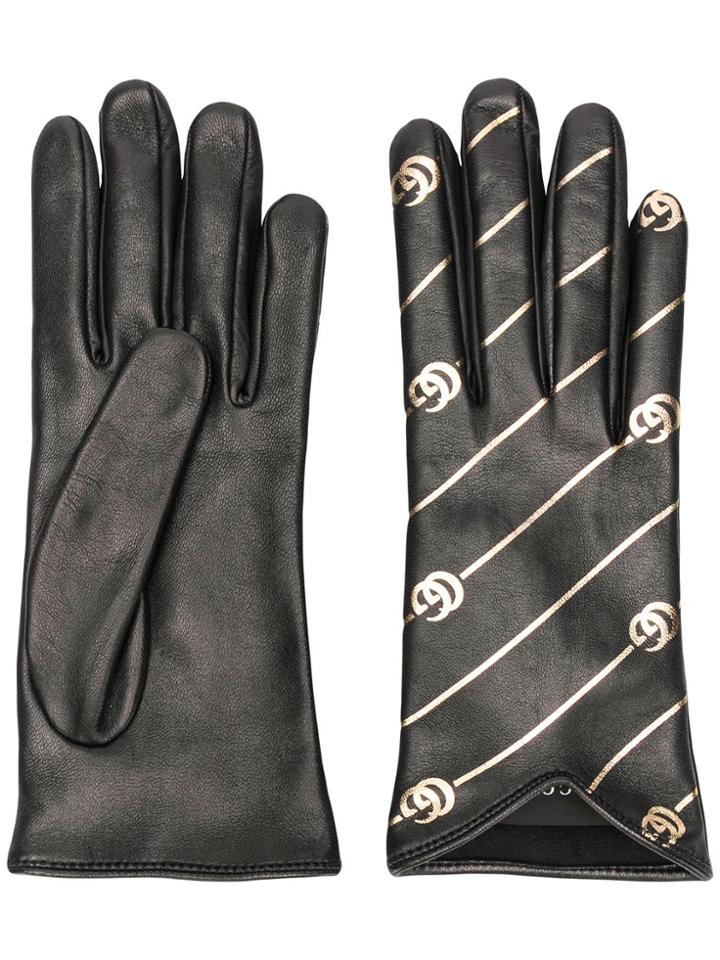 Gucci Logo Print Gloves - Black