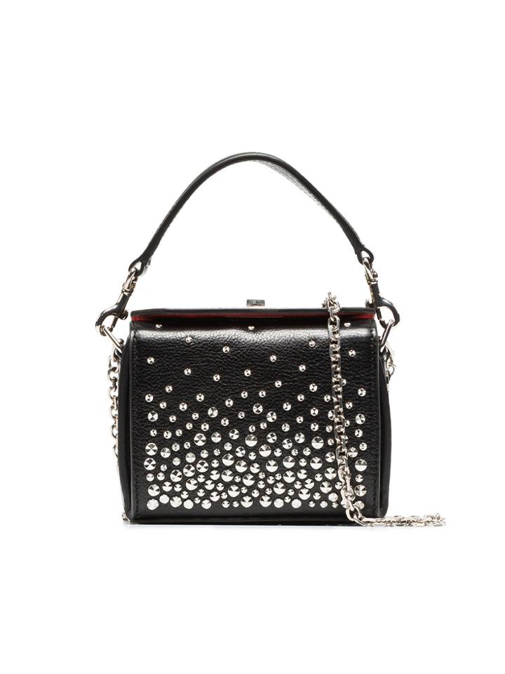 Alexander Mcqueen Black Studded Chain Mini Box Bag