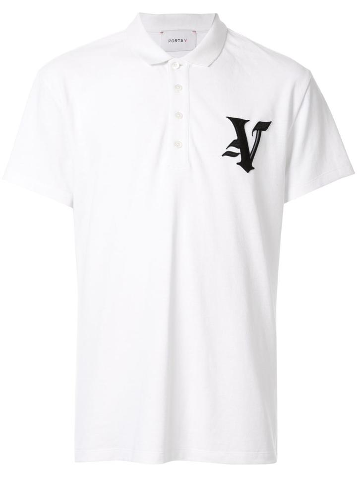 Ports V Embroidered Logo Polo Shirt - White
