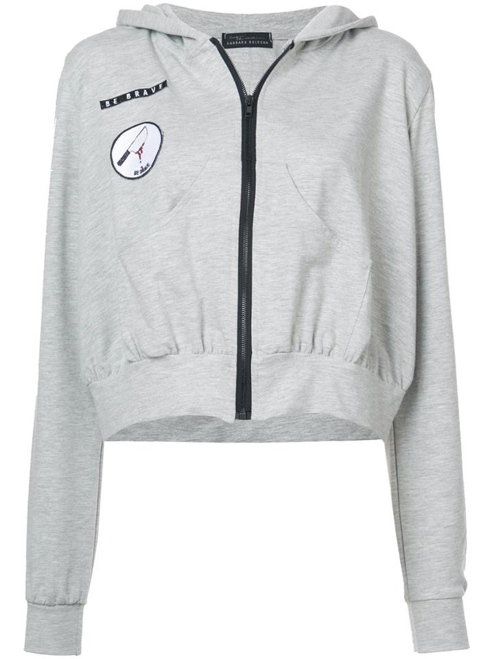 Barbara Bologna Frill Patch Hoodie - Grey
