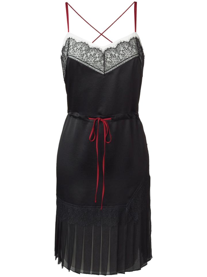Alberta Ferretti Lace Trimmed Cocktail Dress - Black
