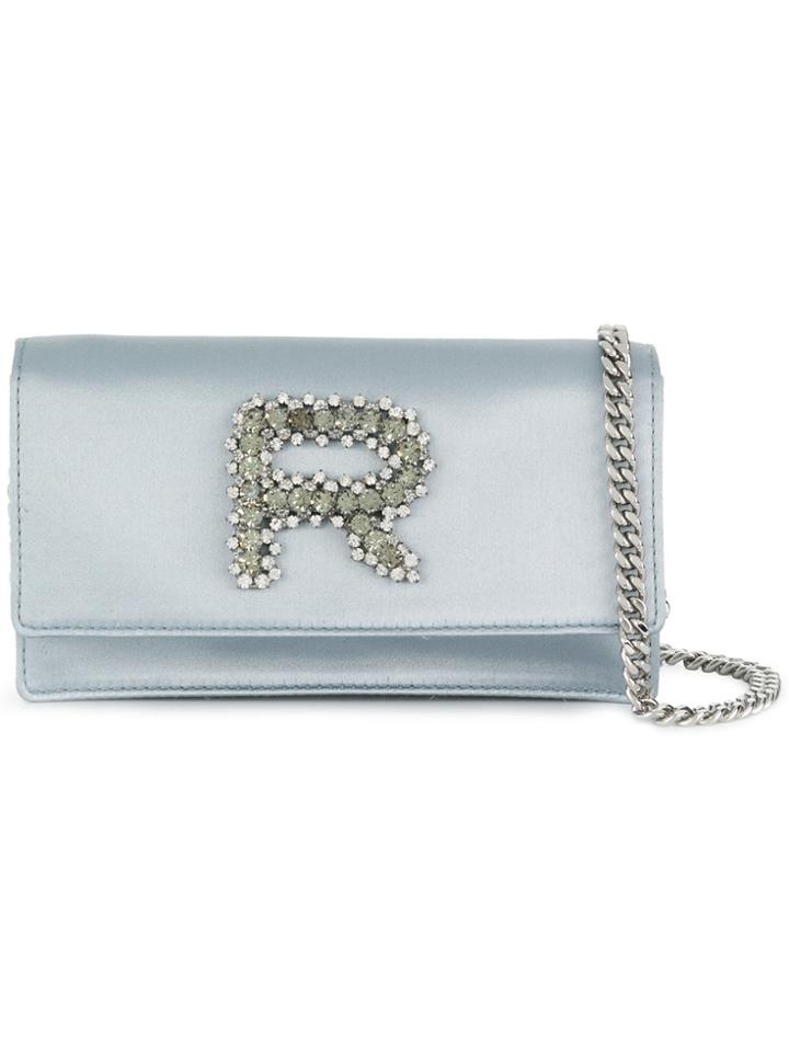 Rochas Embellished Logo Clutch Bag - Blue
