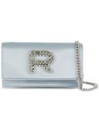 Rochas Embellished Logo Clutch Bag - Blue