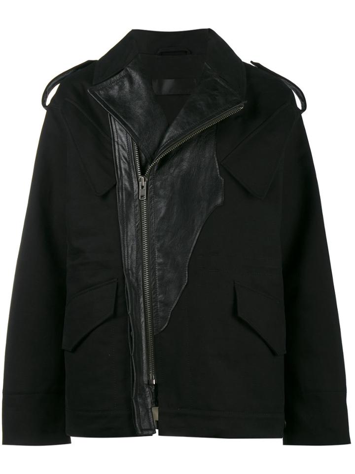 Haider Ackermann Military Jacket With Leather Accents - Black