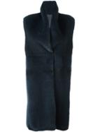Manzoni 24 Sleeveless Fur Coat, Women's, Size: 44, Blue, Mink Fur/cashmere/wool