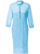 Nina Ricci Broderie Anglaise Shirt Dress, Women's, Size: 38, Blue, Cotton