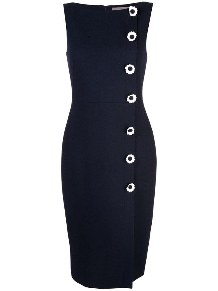 Lela Rose Off-centre Button Up Dress - Blue