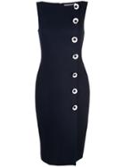 Lela Rose Off-centre Button Up Dress - Blue
