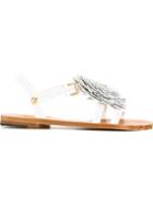 Vivienne Westwood Flower Detail Sandals, Women's, Size: 39, White, Calf Leather/leather