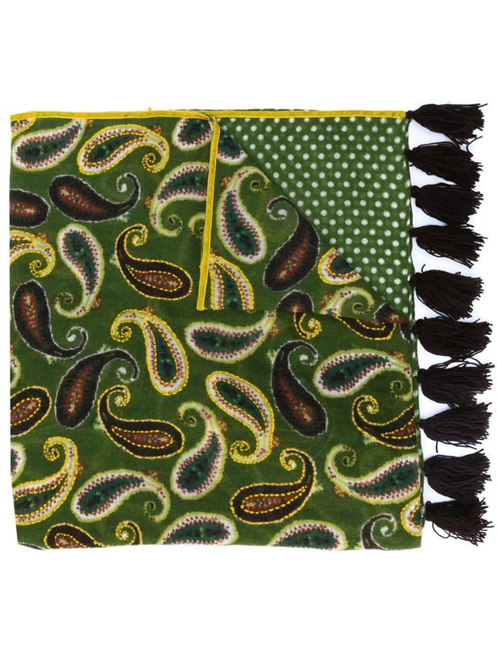 Altea Paisley Polka Dot Patterned Scarf - Green