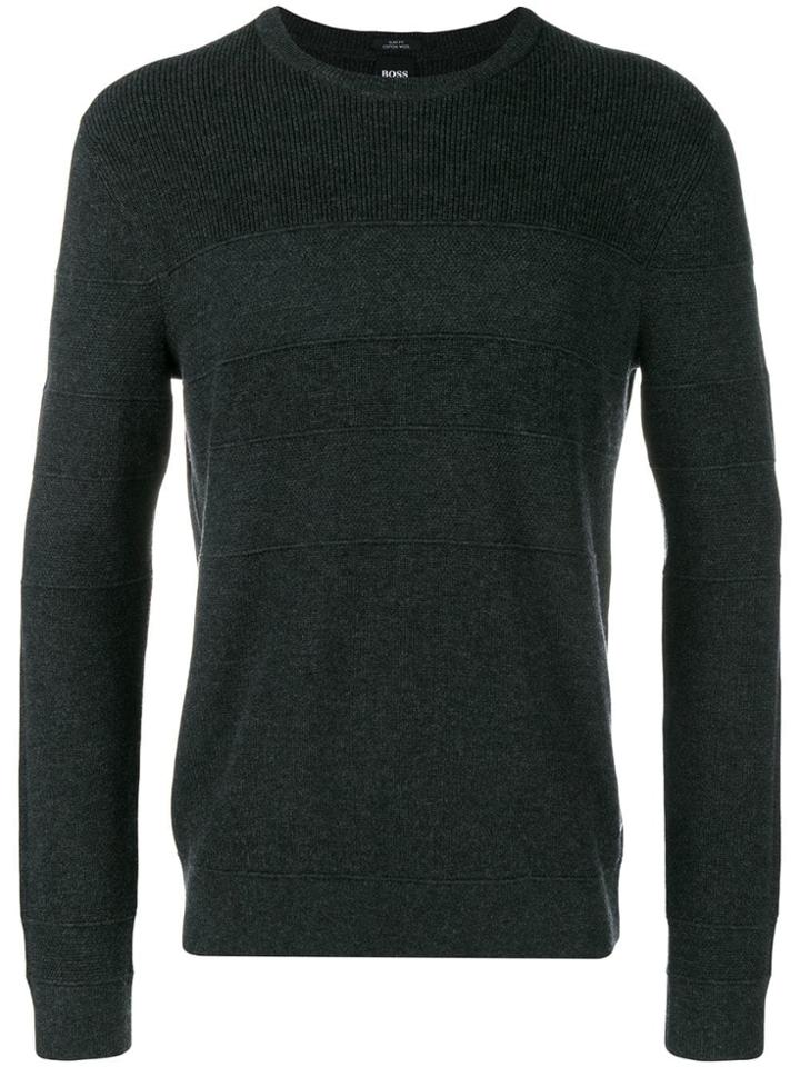 Boss Hugo Boss Ribbed Round Neck Jumper - Grey