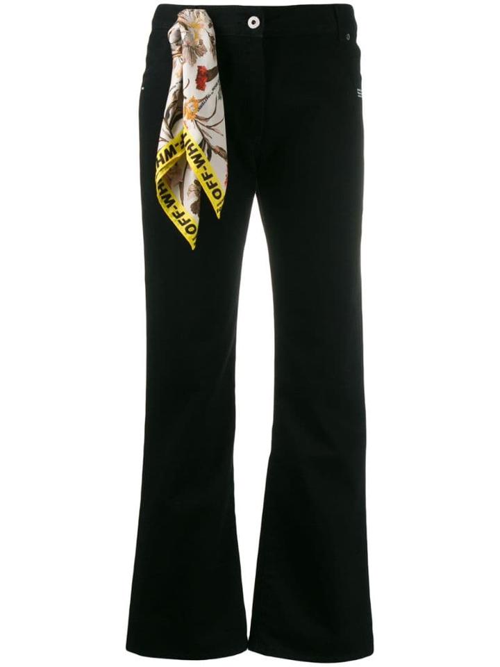 Off-white Scarf Detail Flared Jeans - Black