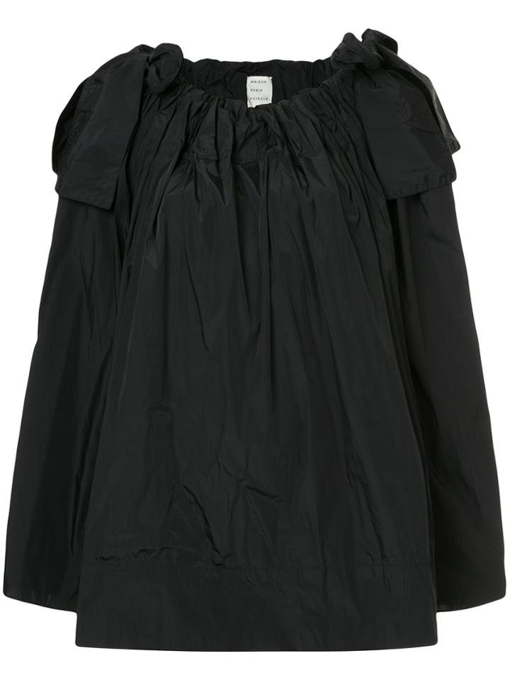 Maison Rabih Kayrouz Paper Bag Flared Blouse With Bow Details - Black
