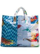 Comme Des Garçons Shirt Cartoon Printed Tote Bag - Blue