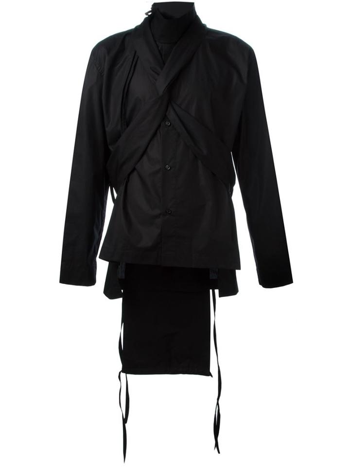 Craig Green Tie Fastening Shirt, Men's, Size: L, Black, Cotton