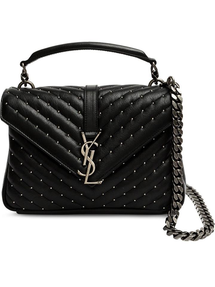 Saint Laurent Medium Monogram Collège Satchel Bag - Black