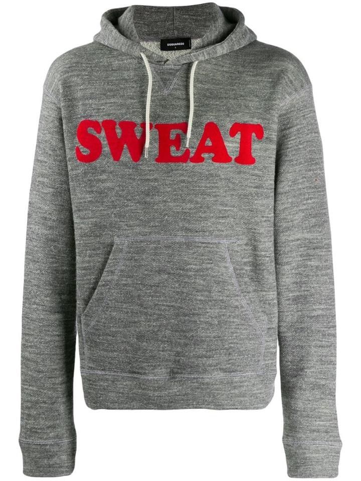 Dsquared2 Slogan Drawstring Hoodie - Grey