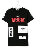 Msgm Kids Teen Multi Logo T-shirt - Black