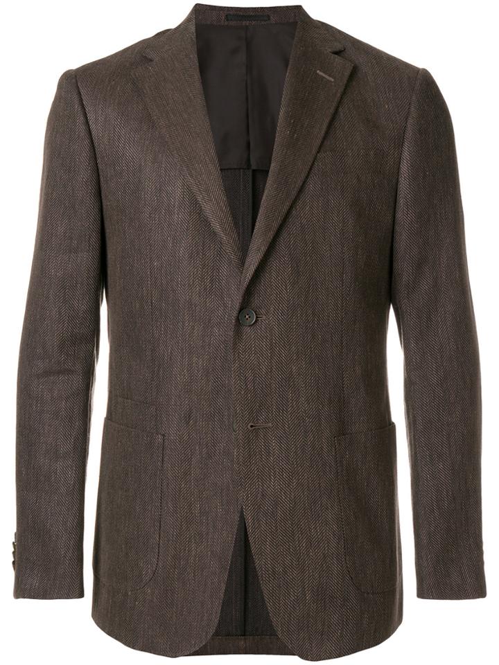 Z Zegna Classic Button Blazer - Brown
