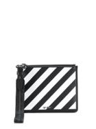 Off-white Diagonal Stripe Clutch - Black