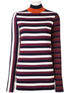 Victoria Beckham Striped High Neck Jumper, Women's, Size: 2, Polyamide/spandex/elastane/virgin Wool