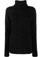 Nili Lotan Roll Neck Cable Knit Sweater - Black