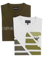 Emporio Armani Kids Teen Logo Print T-shirt Set - Grey