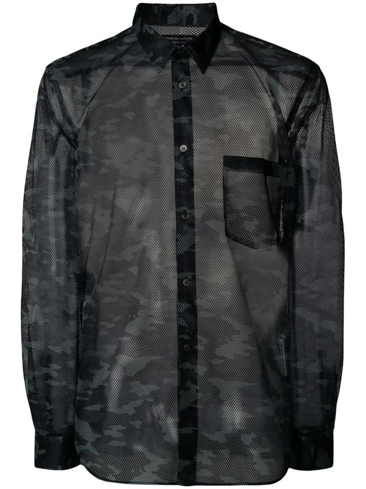 Comme Des Garçons Homme Plus Camo Print Mesh Shirt - Green