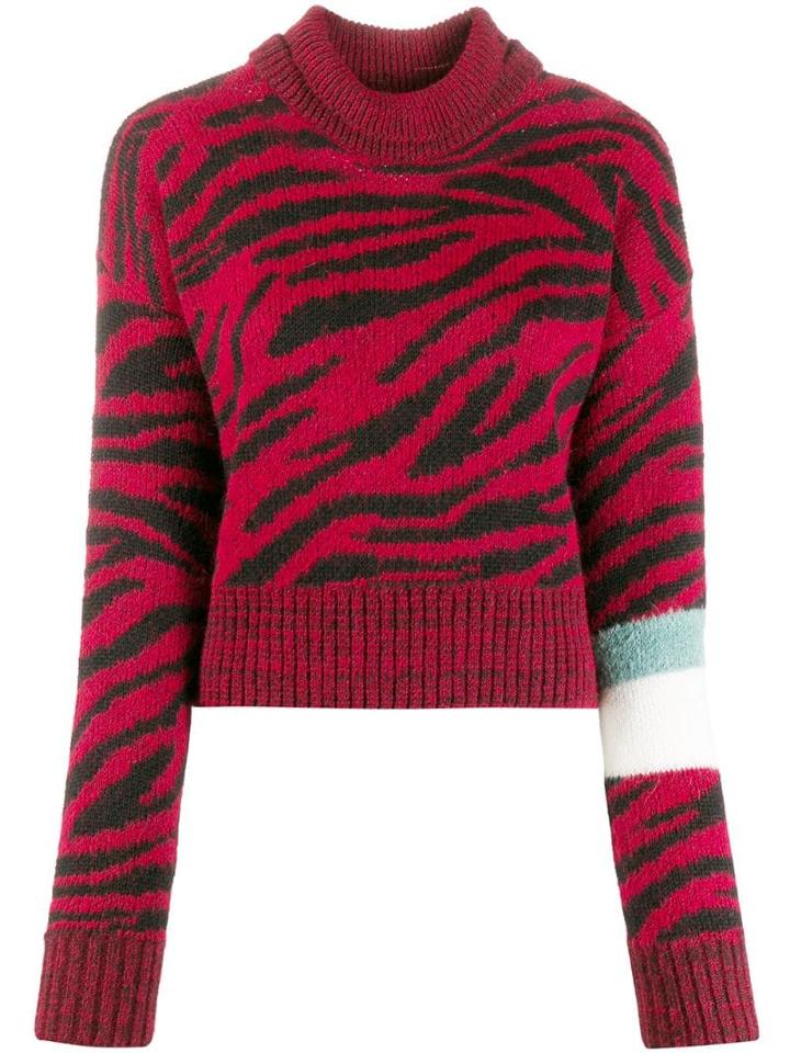 Brognano Roll-neck Zebra Print Sweater - Red