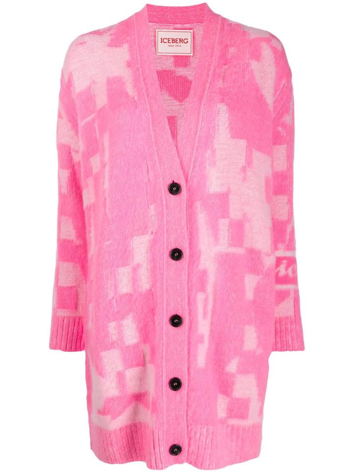 Iceberg Intarsia-knit Cardigan - Pink