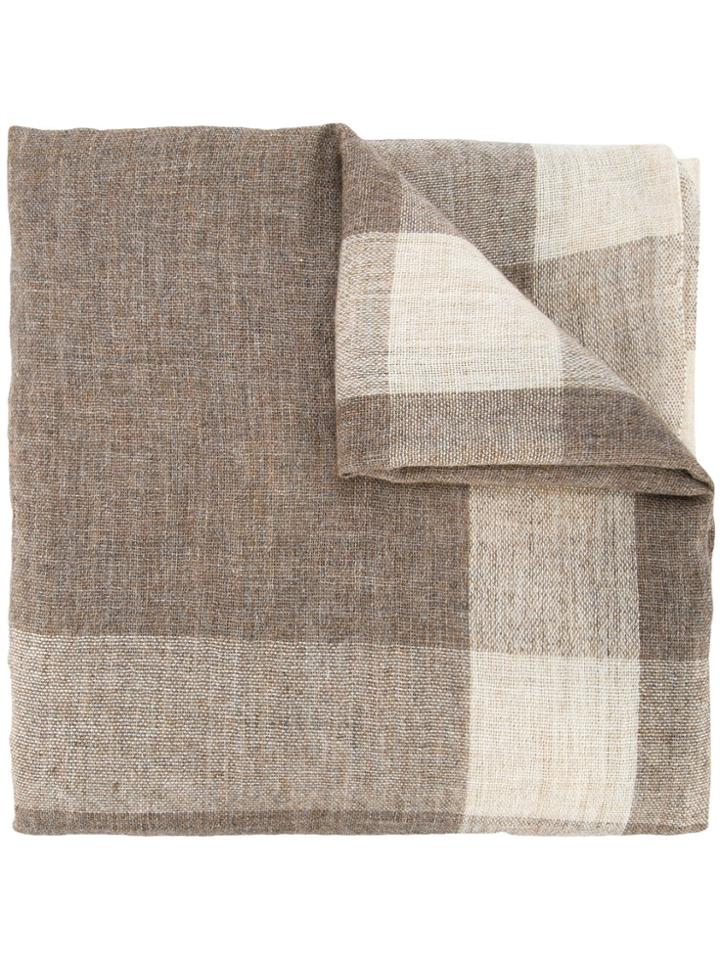 Jac+ Jack Light Checked Scarf - Brown