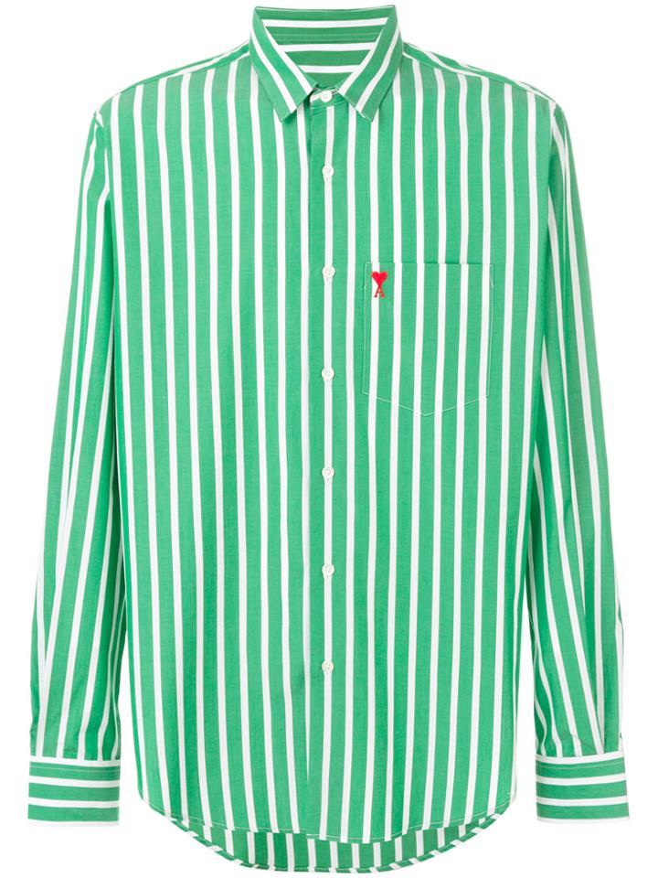 Ami Alexandre Mattiussi Striped Logo Shirt - Green