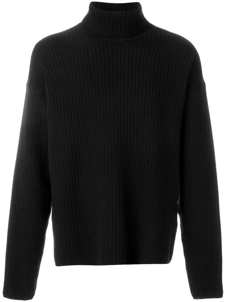 Ami Alexandre Mattiussi Oversize Turtleneck Ribbed Sweater - Black
