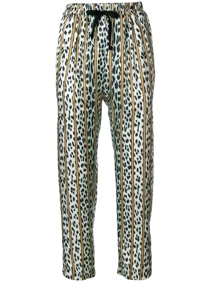 Forte Forte Leopard Print Striped Trousers - Blue