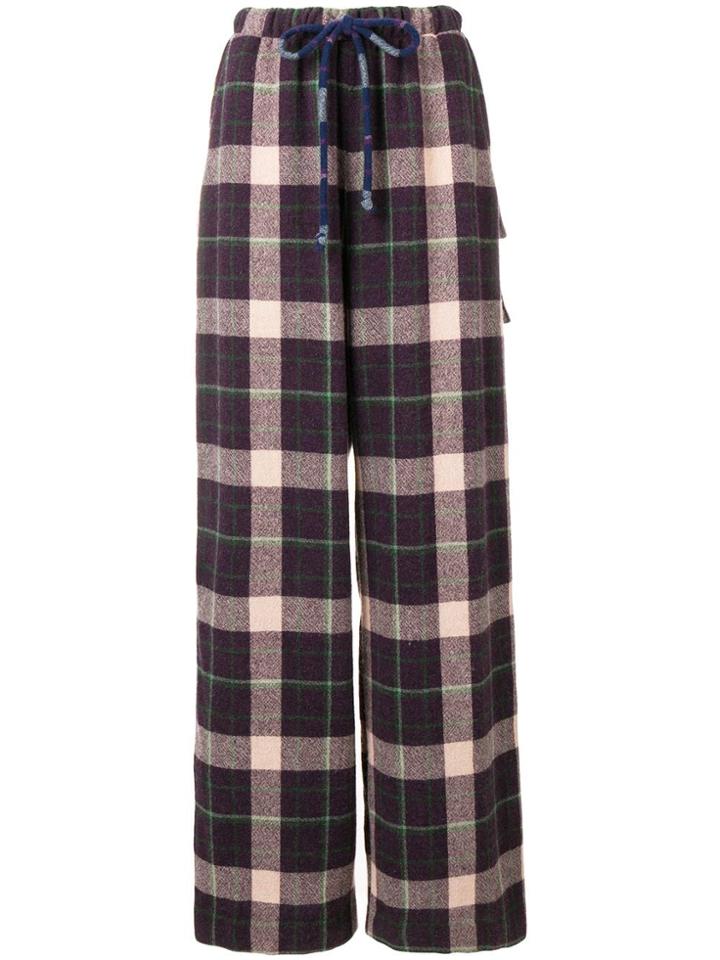 Natasha Zinko Check Wide-leg Trousers - Purple