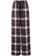 Natasha Zinko Check Wide-leg Trousers - Purple