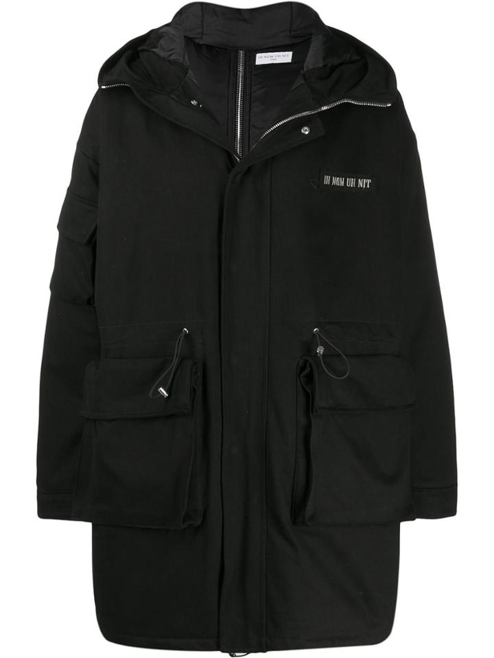 Ih Nom Uh Nit Mid-length Logo Coat - Black