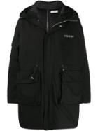 Ih Nom Uh Nit Mid-length Logo Coat - Black