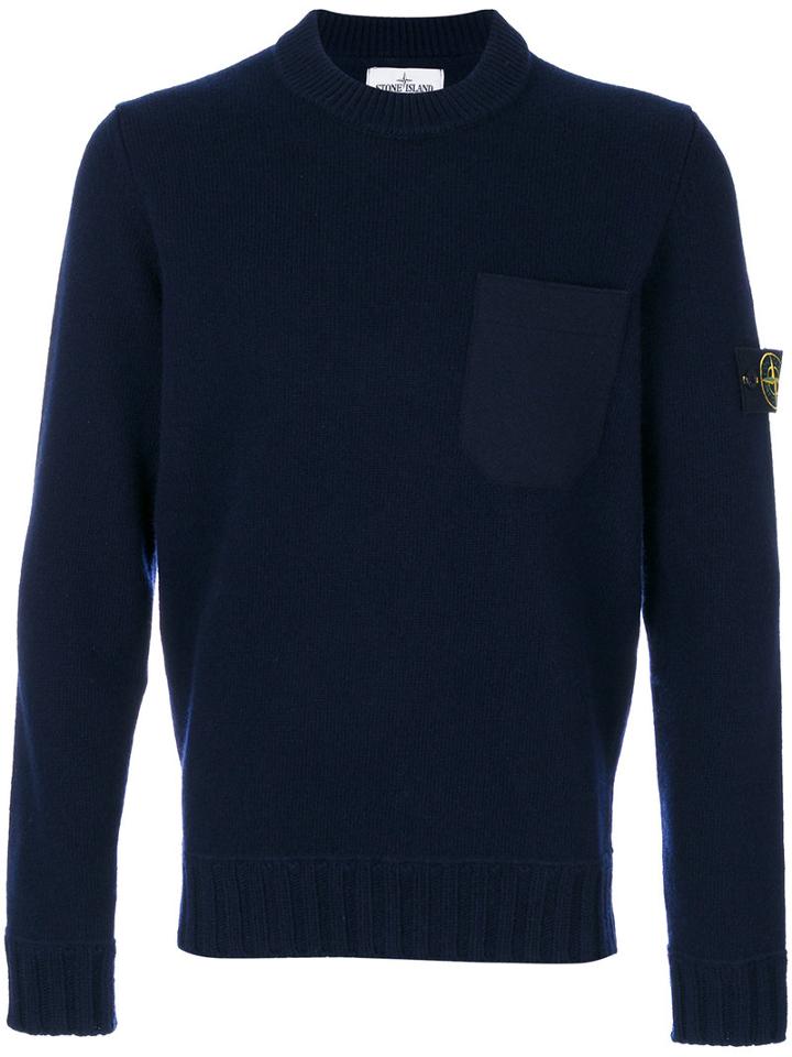 Stone Island - Front Pocket Sweater - Men - Polyamide/wool - Xxl, Blue, Polyamide/wool