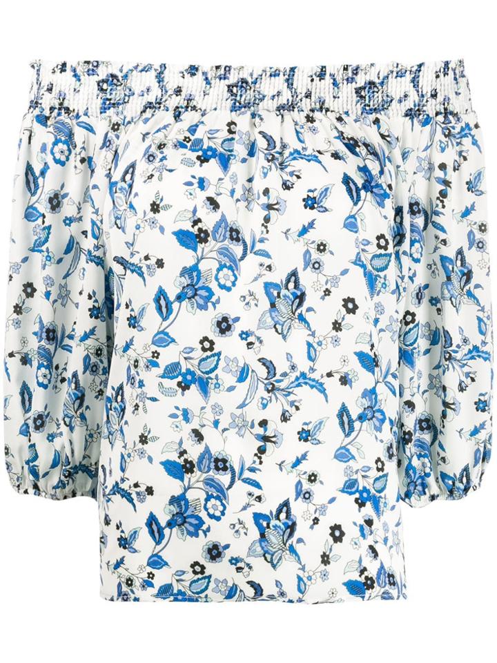 Liu Jo Texan Flower Print Off-shoulder Top - Blue