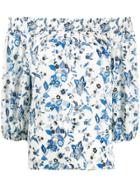 Liu Jo Texan Flower Print Off-shoulder Top - Blue