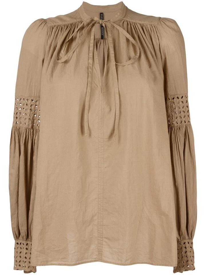 Plein Sud Lace Up Pleated Blouse, Women's, Size: 36, Brown, Cotton