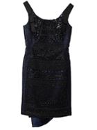 Oscar De La Renta Embellished Guipure Lace Dress, Women's, Size: 8, Blue, Silk/polyester/pearls/polyester