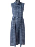Hache High Neck Checked Dress, Women's, Size: 46, Blue, Cotton