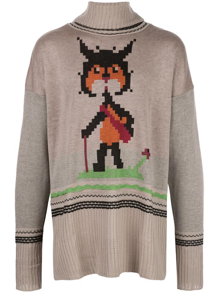 Bernhard Willhelm Aq Intarsia Knit Jumper - Neutrals