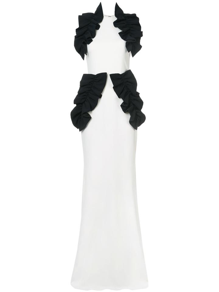 Christian Siriano Contrast Ruffles Gown - White